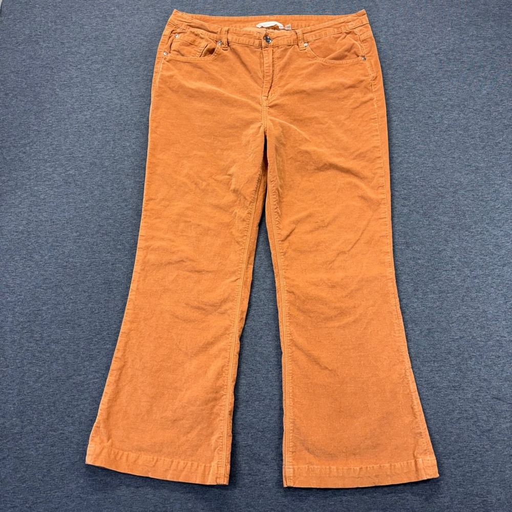 Soft Surroundings Pants‎ Womens 12 Brown Velour Flare Bootcut Stretch Casual